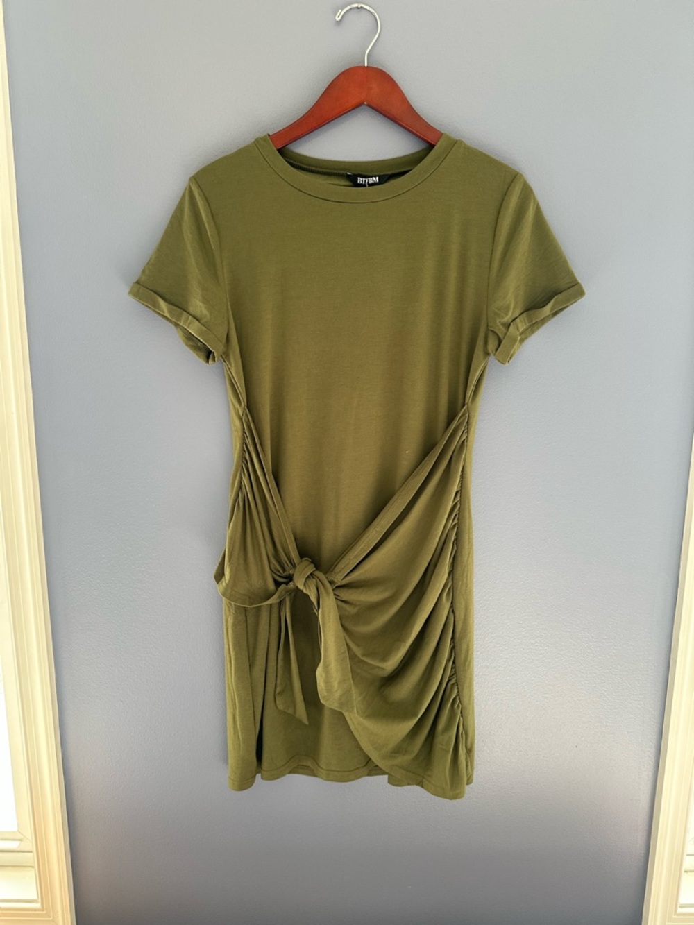 NWT Olive Green Side-Tie Midi Dress